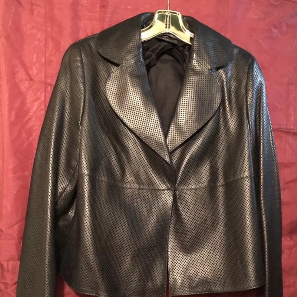Authentic Akris Perforated Lambskin Crip Jacket 12